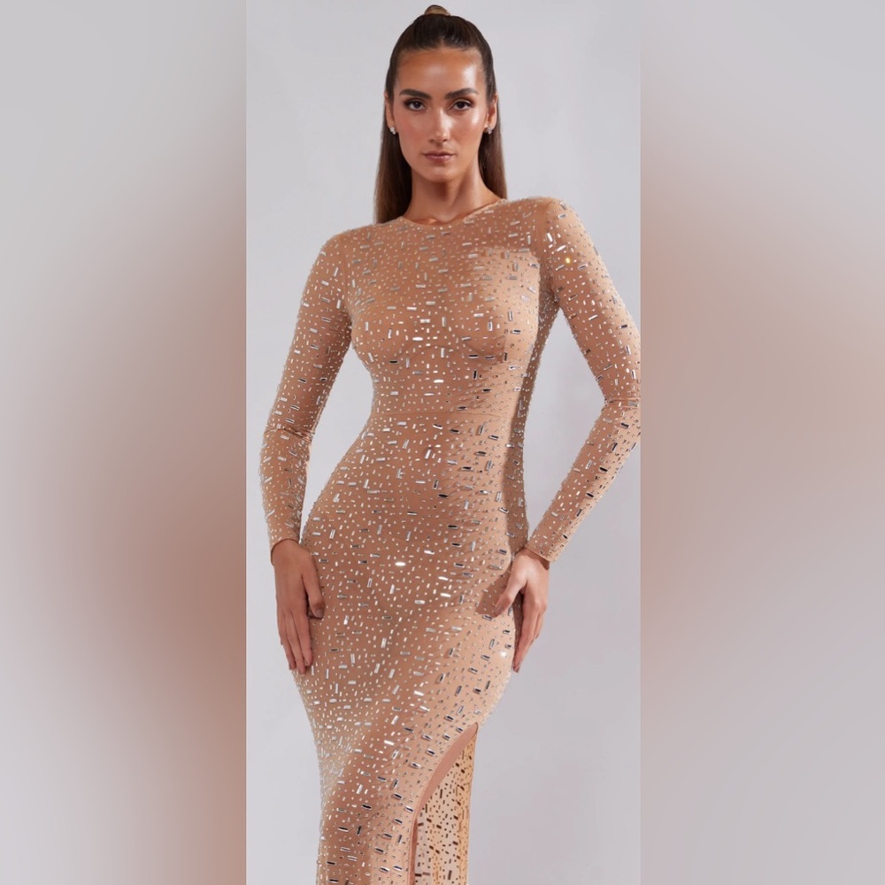 Oh Polly Portia Hotfix Sheer Embellished Gown